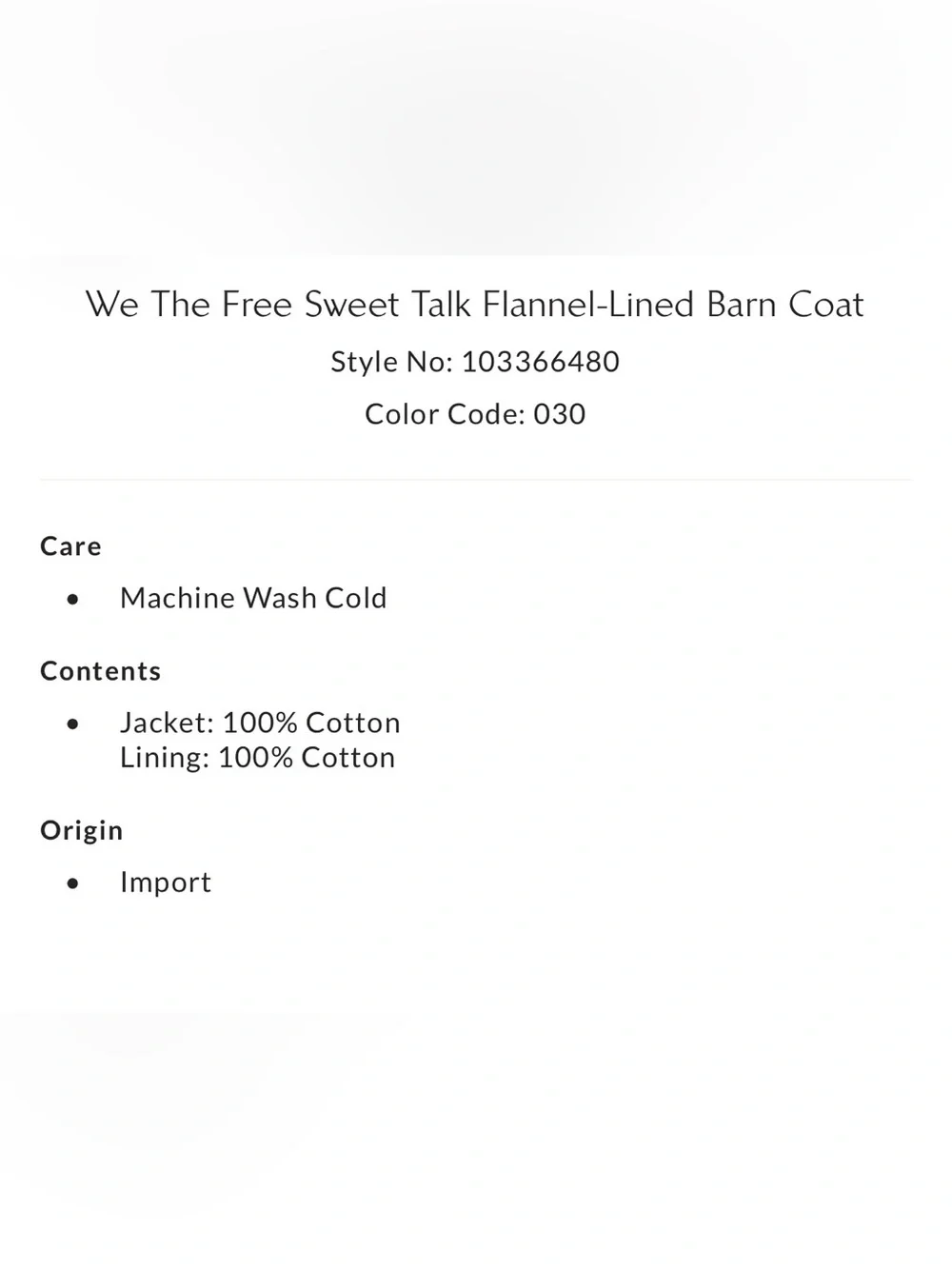 We The Free Sweet Talk Flannel Lined Barn coat size Medium in Washed Black NWT - Picture 2 of 16